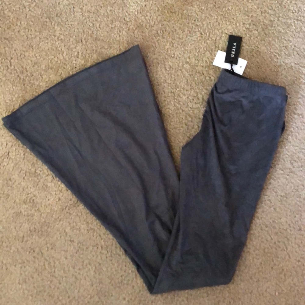 Gray suede like bell bottoms